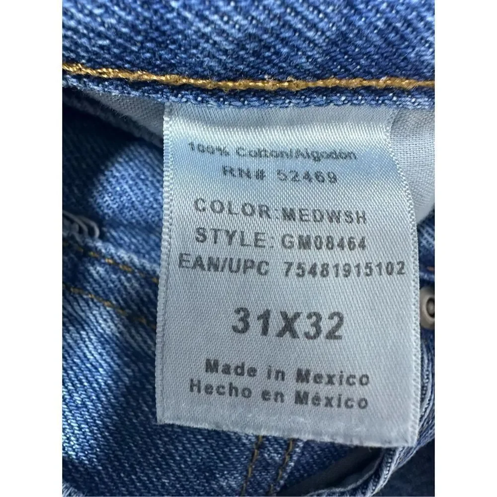 George Mens Regular Jeans Cropped Blue Denim Distressed 31X26 Frayed Hem Pockets